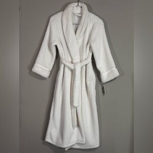 Charter Club Supersoft Plush Robe Cream Ivory Shawl Collar Belted Size S